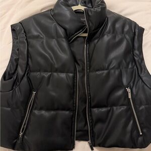 Zara Black Quilted Vest with Zipper